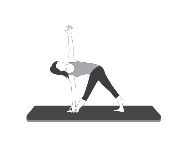 Fille de yoga faisant la pose d'Utthita Trikonasana  Illustration