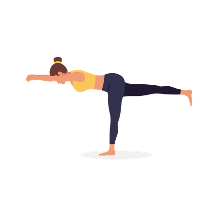 Yoga girl doing Balancing Stick  Illustration