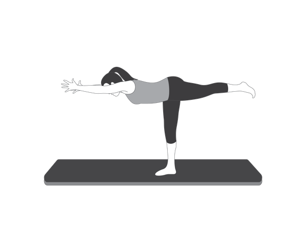 Yoga girl doing Balancing Stick  Illustration