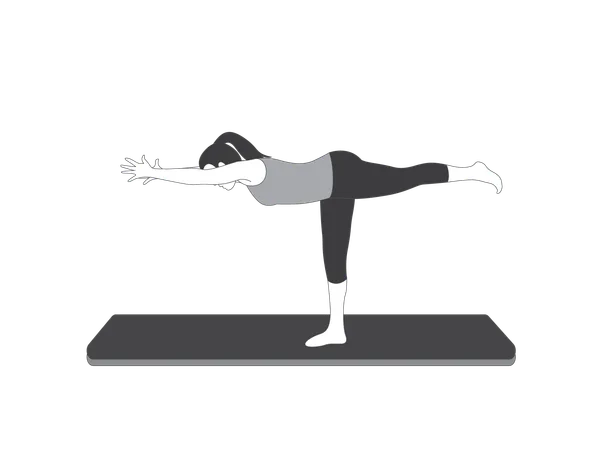 Yoga girl doing Balancing Stick  Illustration