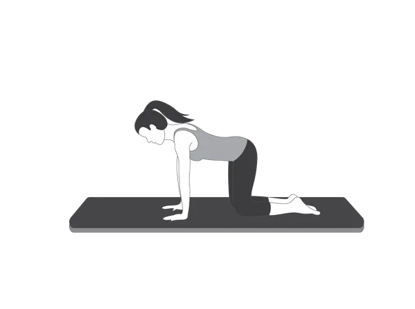 Yoga girl doing Balancing Table Pose  Illustration