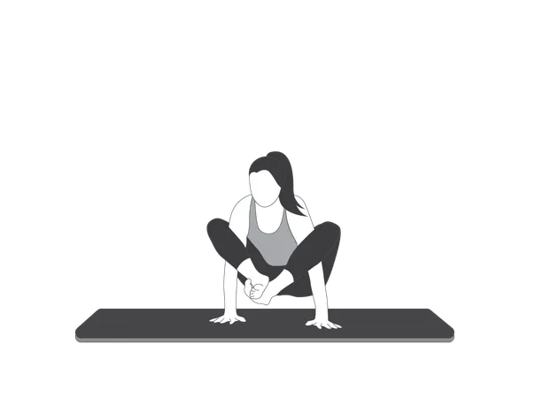 Yoga girl doing Bhujapidasana Pose  Illustration