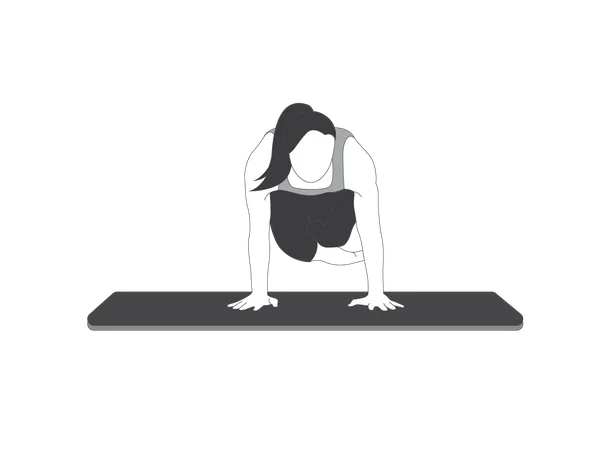 Yoga girl doing Bhujapidasana Pose  Illustration