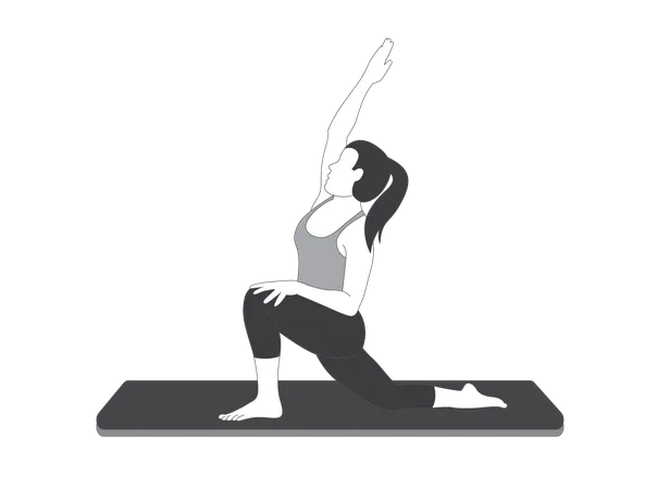 Yoga girl doing body stretching exercise  Illustration