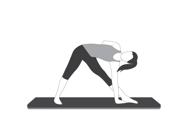 Yoga girl doing body stretching exercise  Illustration