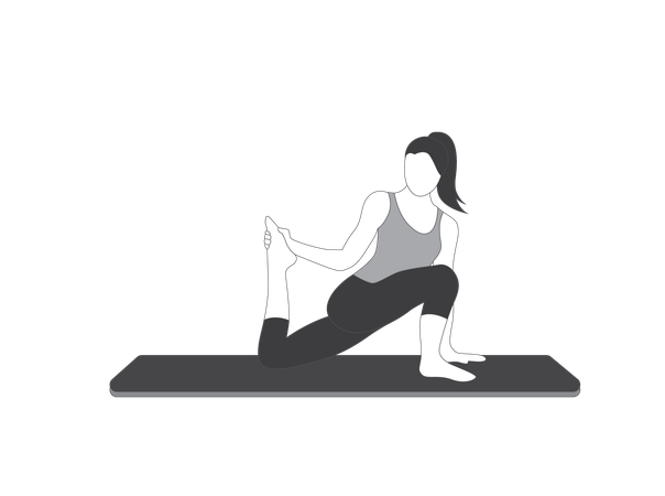 Yoga girl doing body stretching exercises  Illustration
