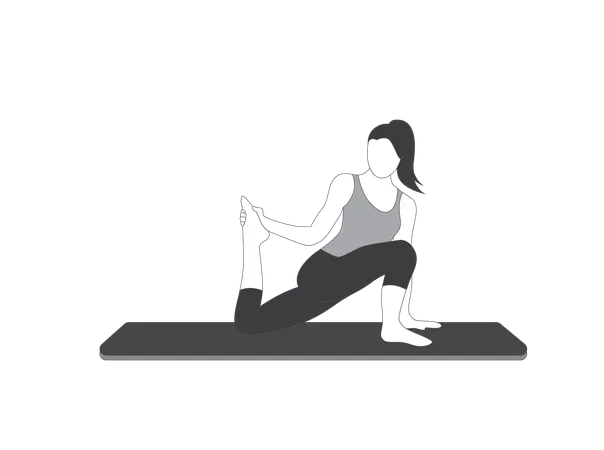 Yoga girl doing body stretching exercises  Illustration