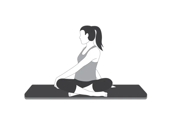 Yoga Girl doing body stretching yoga  Illustration