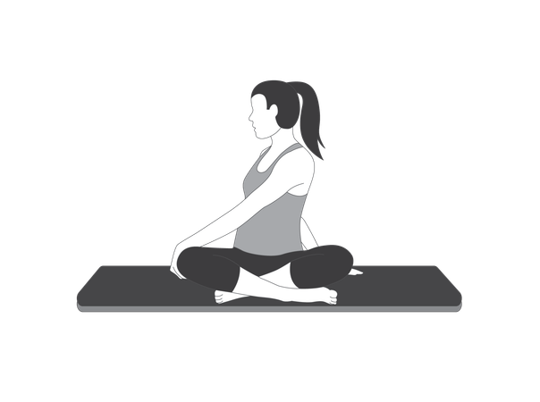 Yoga Girl doing body stretching yoga  Illustration