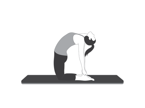 Yoga Girl doing Camel Pose  Illustration