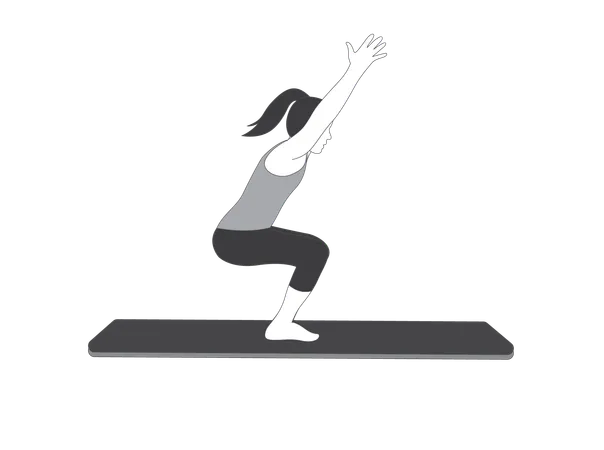 Yoga girl doing chair pose  Illustration