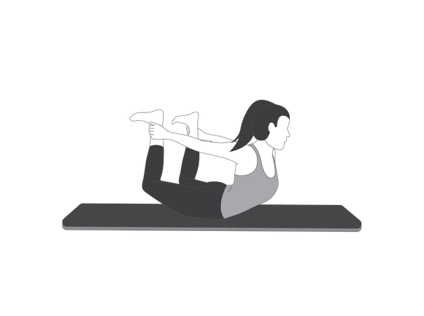 Yoga girl doing dhanurasana  Illustration