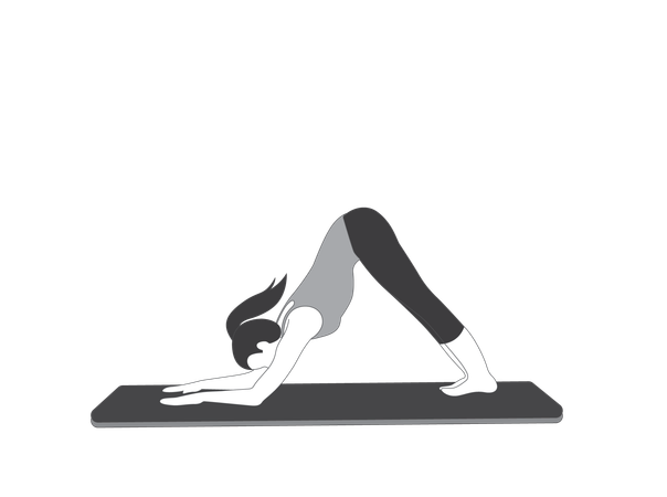 Yoga girl doing down forward dog pose  Illustration