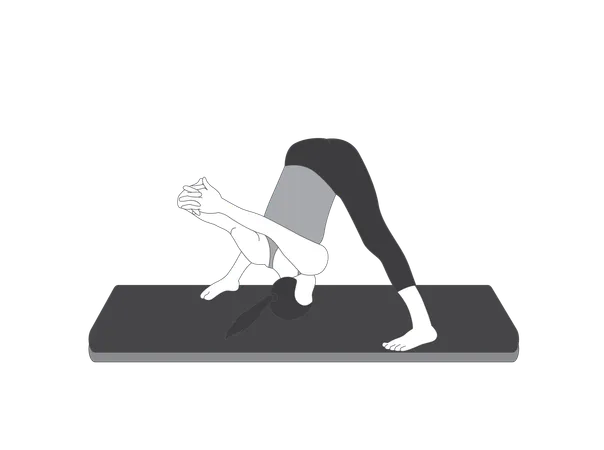 Yoga girl doing down forward pose  Illustration