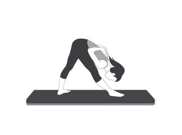 Yoga girl doing down forward pose  Illustration