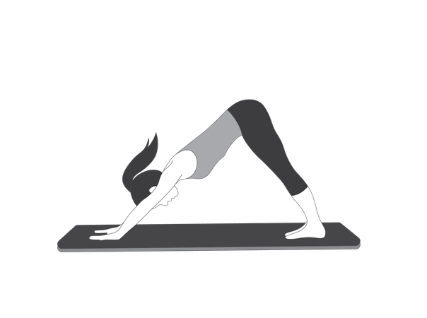 Yoga girl doing Downward Facing Dog Pose  Illustration