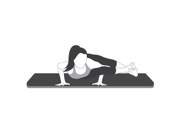 Yoga girl doing Eight Angle Pose  イラスト