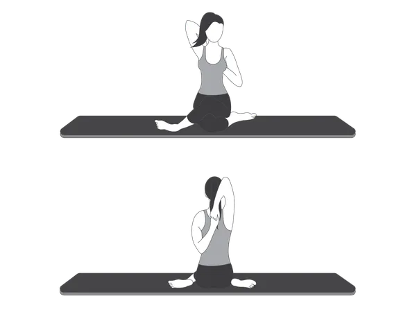 Yoga Girl doing Gomukhasana  Illustration