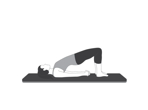 Yoga girl doing Half Bridge  Illustration