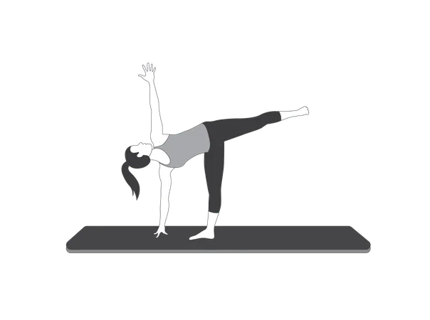 Yoga Girl doing half moon pose  Illustration