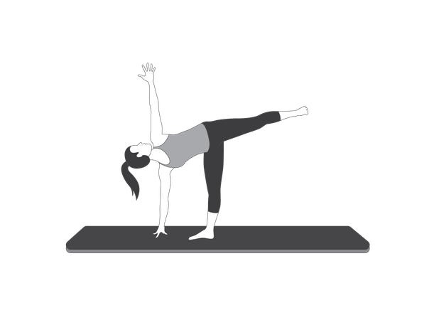 Yoga Girl doing half moon pose  Illustration