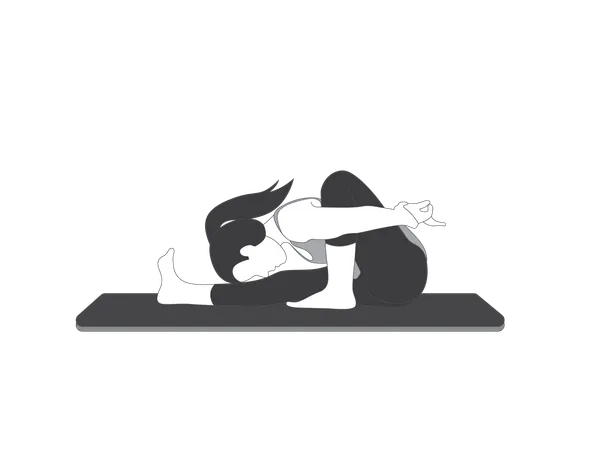 Yoga girl doing half paschimottanasana  Illustration