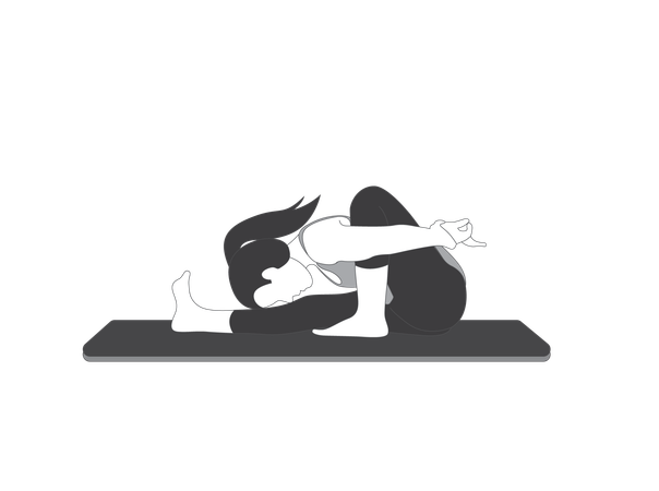 Yoga girl doing half paschimottanasana  Illustration