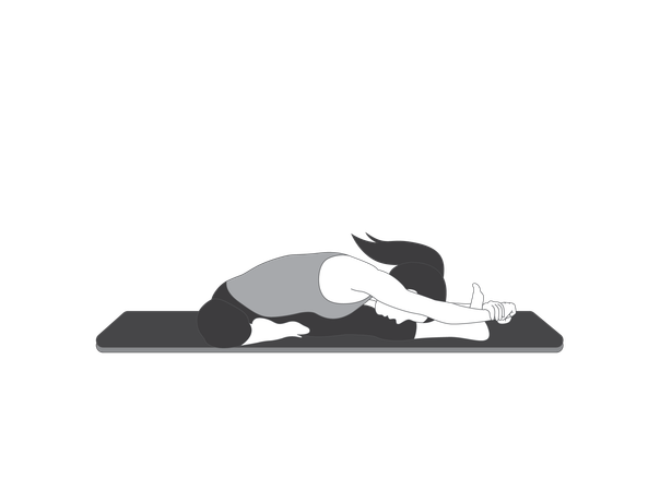 Yoga girl doing half paschimottanasana  Illustration