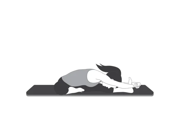 Yoga girl doing half paschimottanasana  Illustration