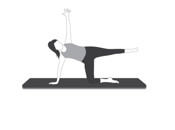 Yoga girl doing half side plank  Illustration