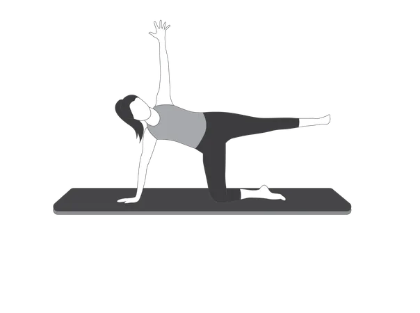 Yoga girl doing half side plank  Illustration