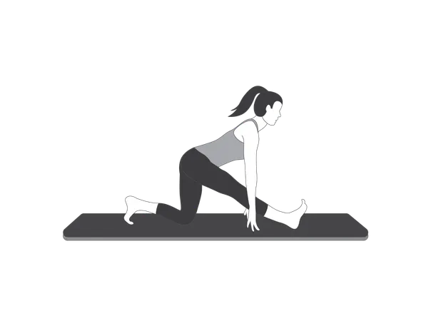 Yoga girl doing half split pose  Illustration