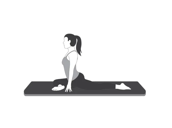 Yoga girl doing half split pose  Illustration