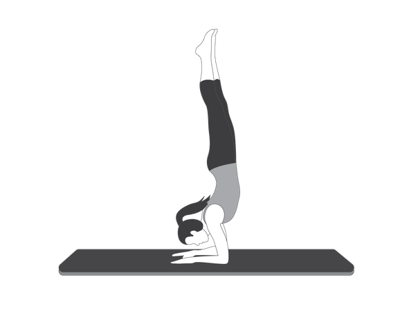 Yoga girl doing handstand pose  Illustration