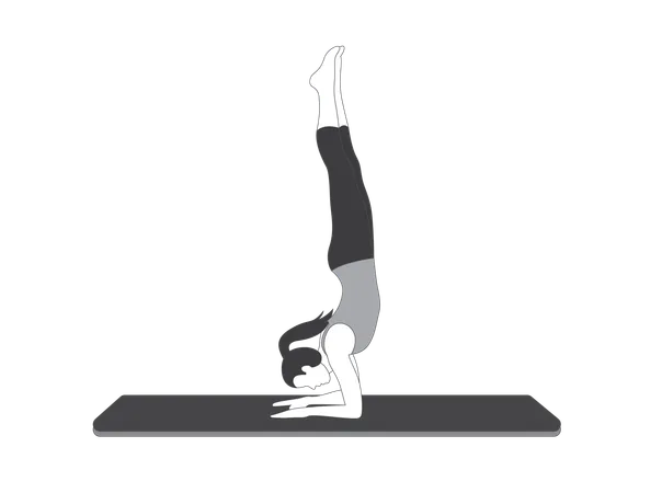 Yoga girl doing handstand pose  Illustration