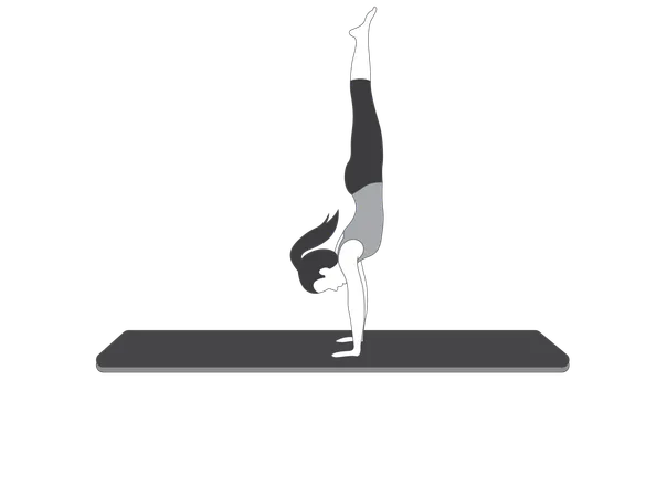 Yoga girl doing Handstand pose  Illustration