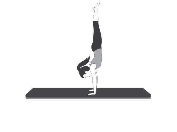 Yoga girl doing Handstand pose  Illustration