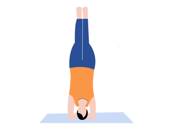 Yoga girl doing handstand pose  Illustration