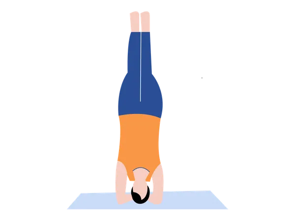 Yoga girl doing handstand pose  Illustration