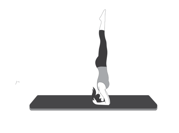 Yoga Girl doing Headstand Pose  Illustration