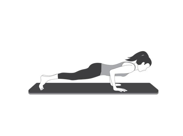Yoga girl doing high plank  Illustration