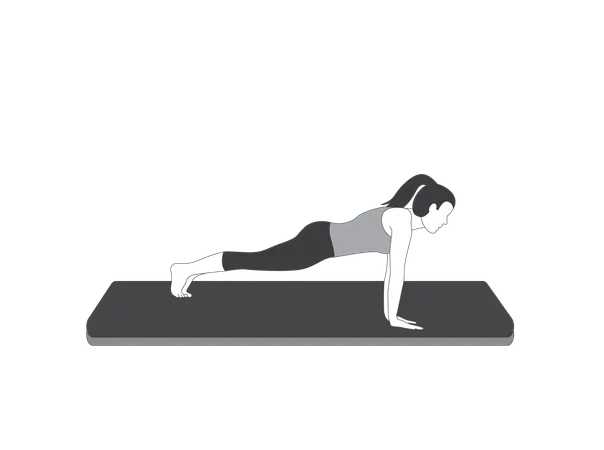 Yoga girl doing high plank pose  Illustration