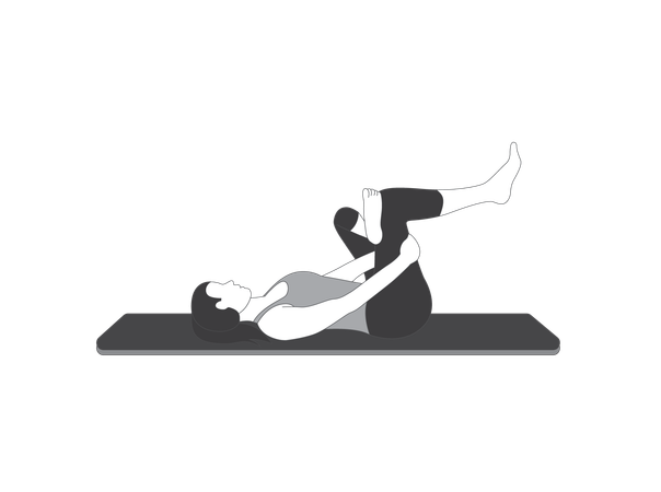 Yoga girl doing leg stretching  Illustration