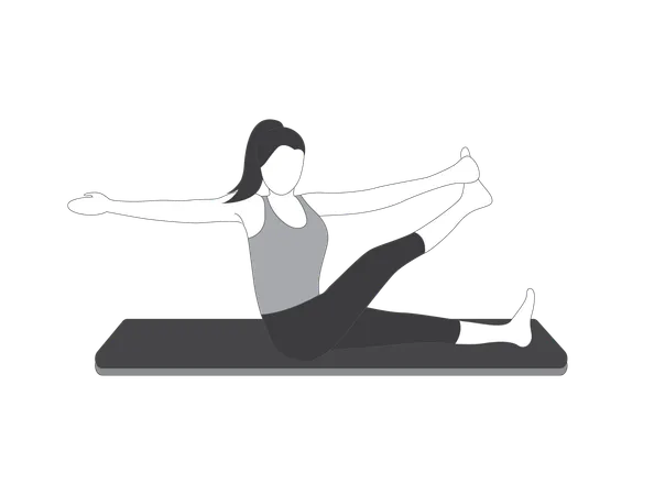 Yoga girl doing leg stretching  Illustration