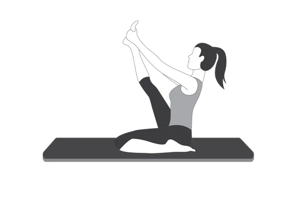 Yoga girl doing leg stretching exercise  Illustration