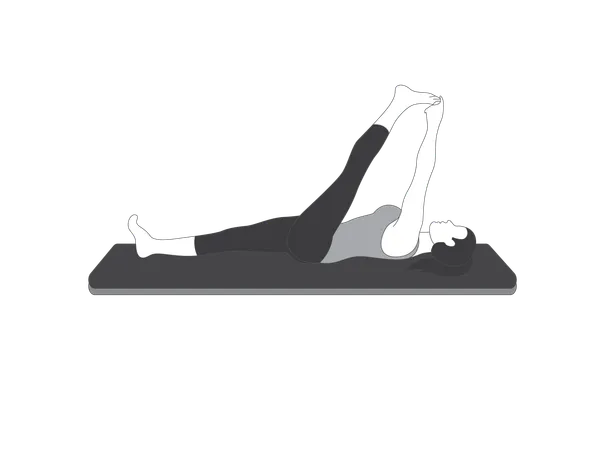 Yoga girl doing leg stretching exercise  Illustration