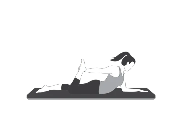 Yoga girl doing leg stretching exercise  Illustration