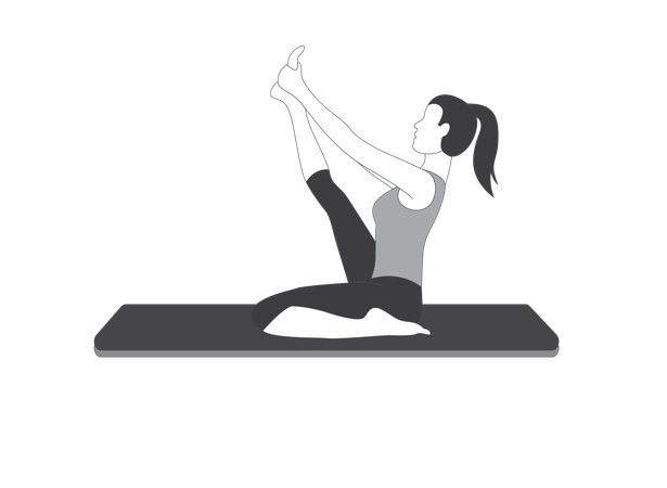 Yoga girl doing leg stretching exercise  Illustration