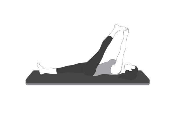 Yoga girl doing leg stretching exercise  Illustration