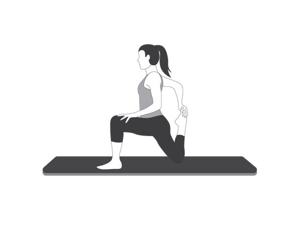 Yoga girl doing leg stretching  Illustration